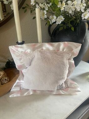Little Giraffe Luxe Blanky Lovey — Pink Dot Satin Border — Like New